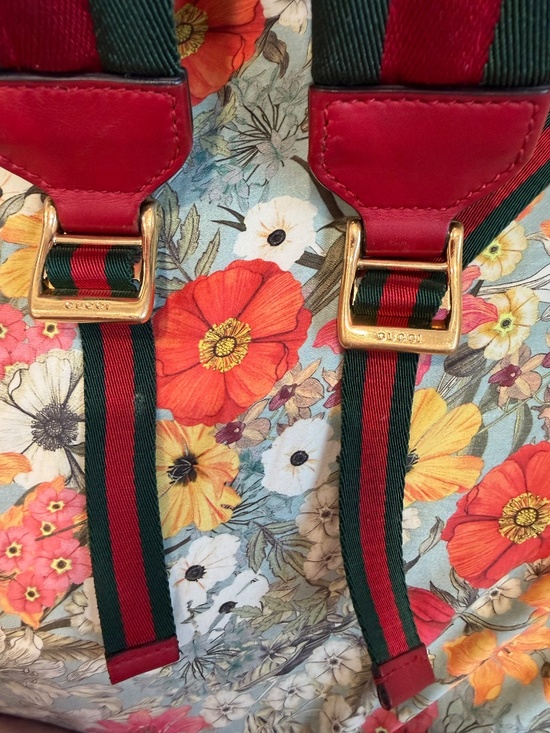 Gucci GG Supreme Kingsnake Floral Embroidered Backpack Beige Red Authentic main image 4
